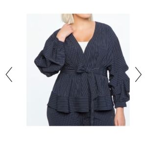 eloquii navy blue striped blazer